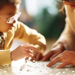 Young African American boy using assistive technology for vision loss braille system