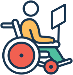 Assistive technology acquisition services for visually impaired adults with person speaking through a megaphone